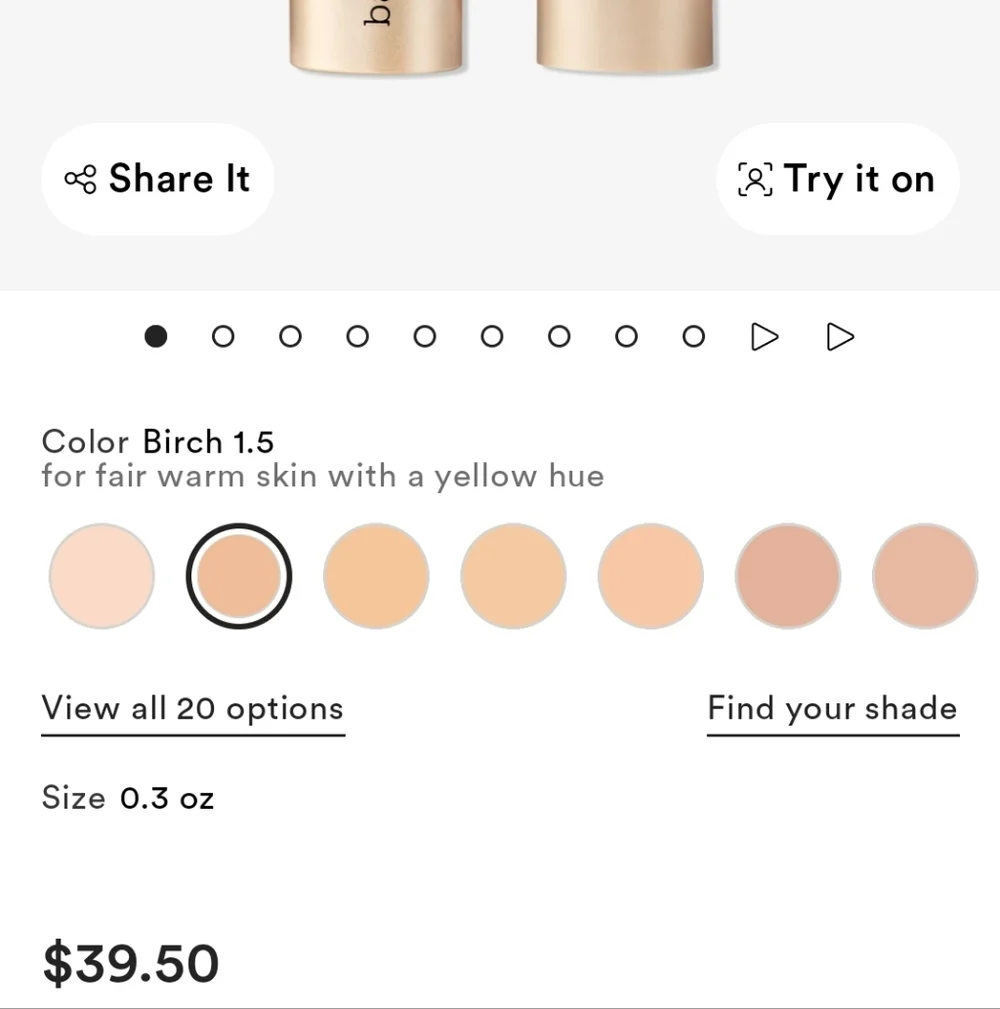 NWOB BAREMINERALS COMPLEXION RESCUE LUMINOUS HYDRATING SKIN TINT STICK BIRCH 1.5